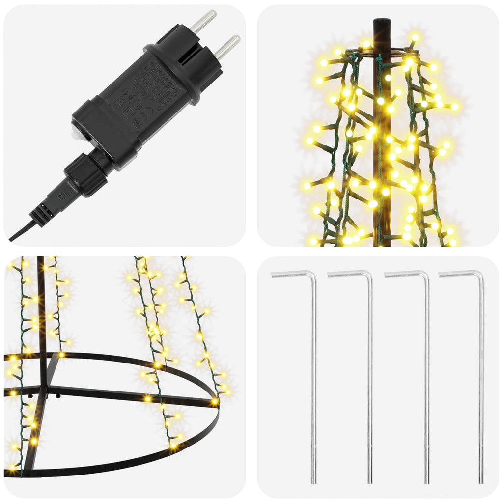 vidaXL Choinka świąteczna LED 235 cm 1000 LED Ciepła biel Stal Czarny