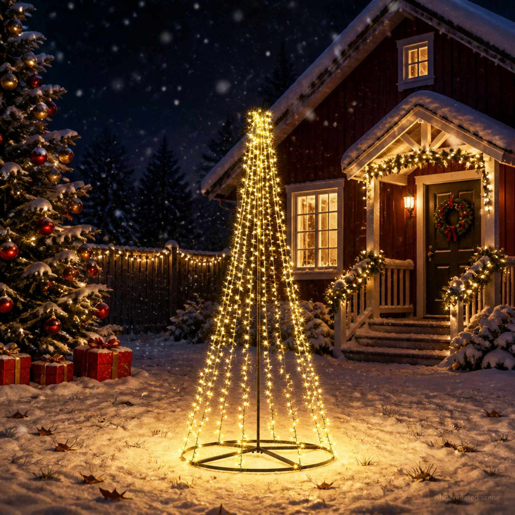 vidaXL Choinka świąteczna LED 235 cm 1000 LED Ciepła biel Stal Czarny
