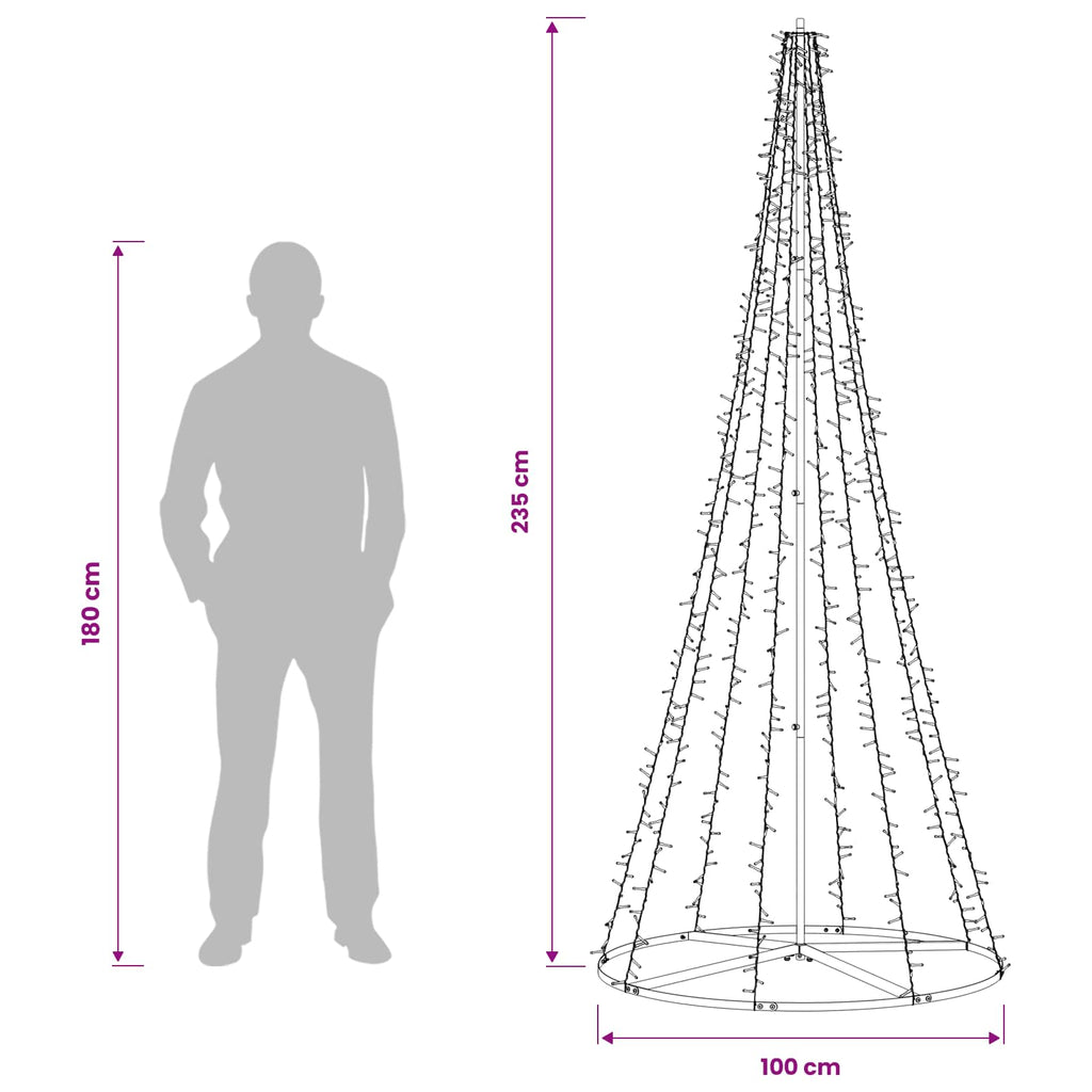 vidaXL Choinka świąteczna LED 235 cm 1000 LED Ciepła biel Stal Czarny