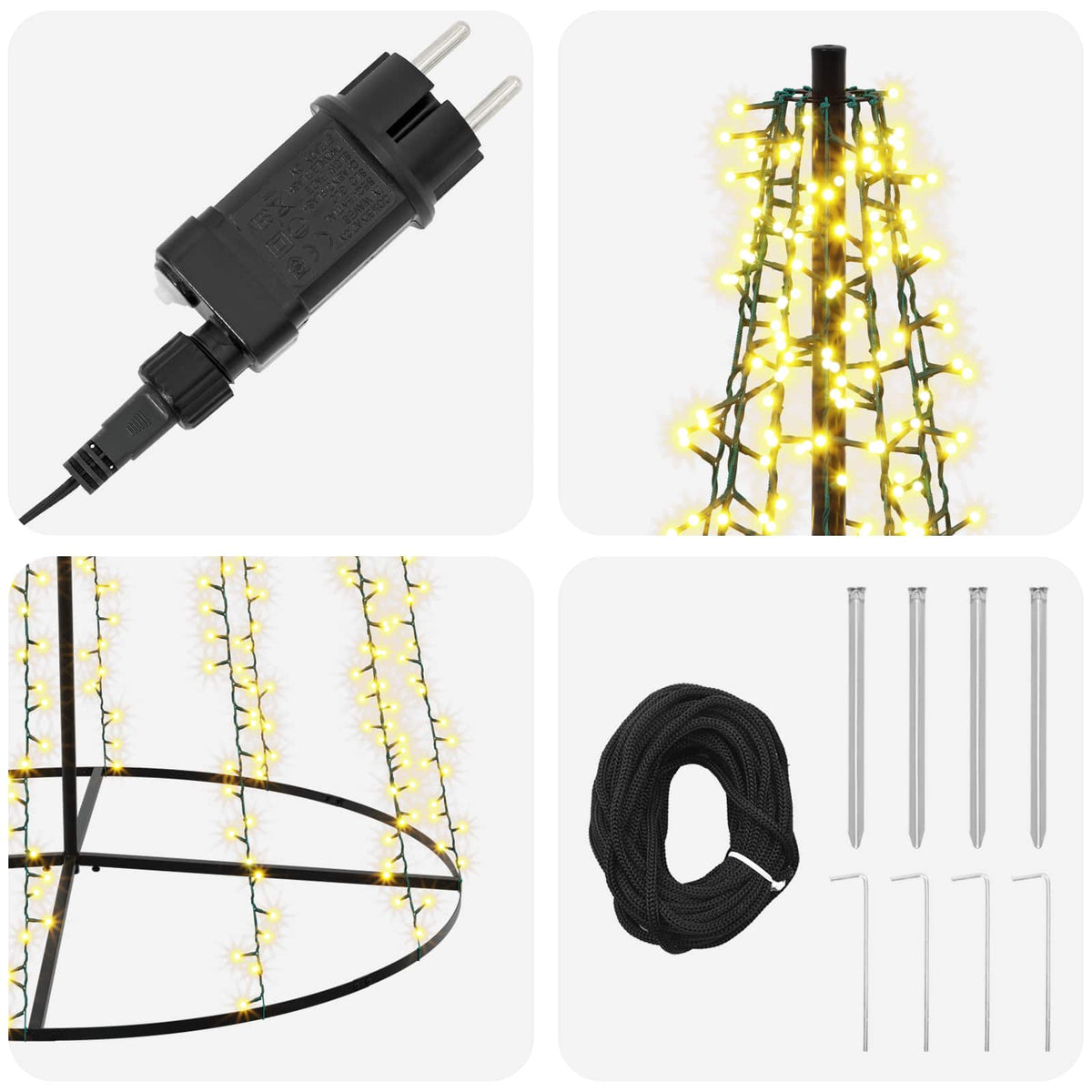 vidaXL Choinka świąteczna LED 385 cm 2460 LED Ciepła biel Stal Czarny