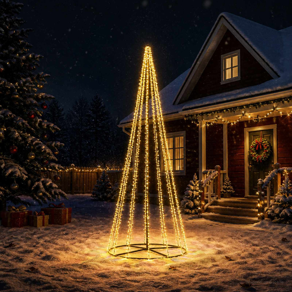 vidaXL Choinka świąteczna LED 385 cm 2460 LED Ciepła biel Stal Czarny