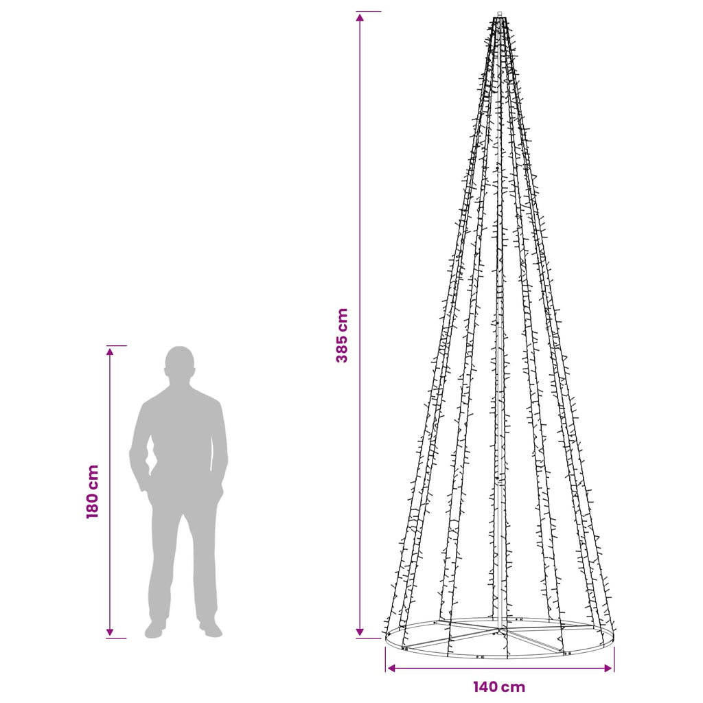 vidaXL Choinka świąteczna LED 385 cm 2460 LED Ciepła biel Stal Czarny