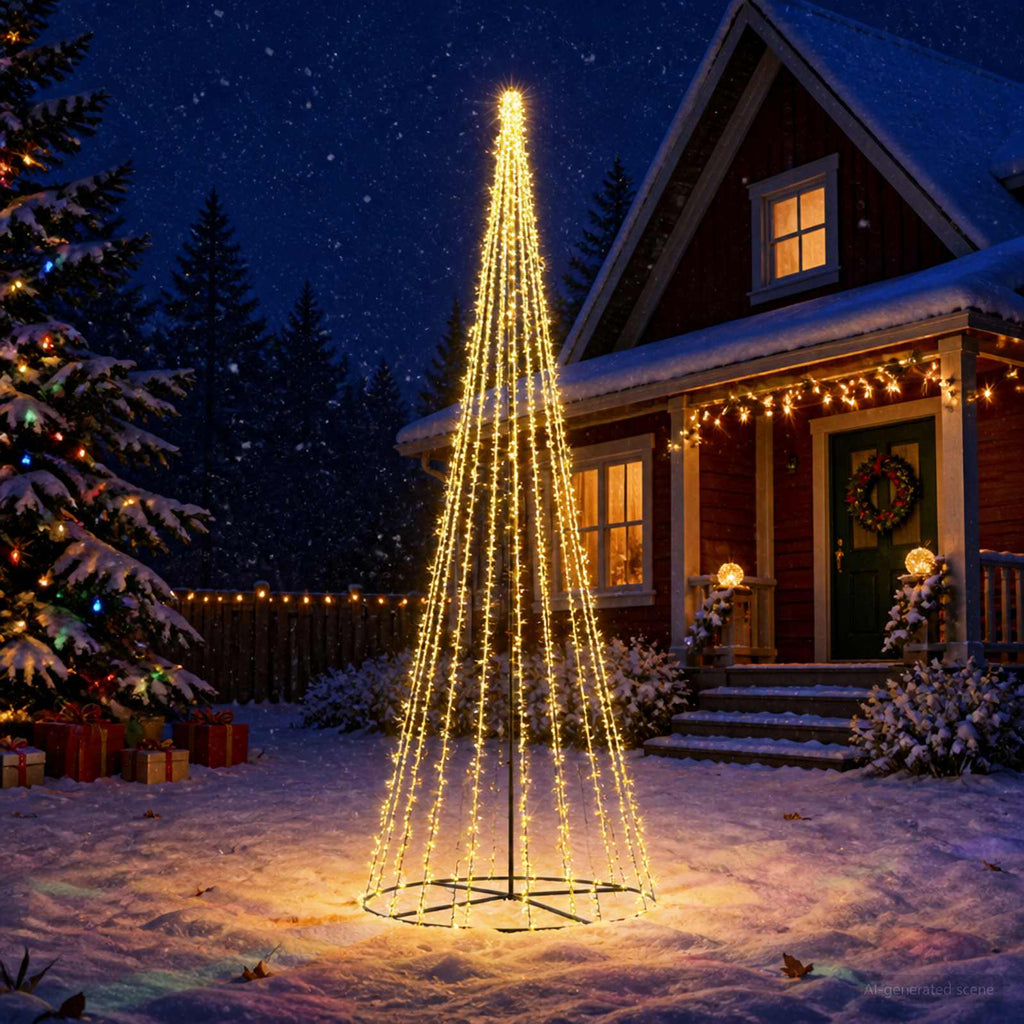 vidaXL Choinka świąteczna LED 485 cm 3000 LED Ciepła biel Stal Czarny