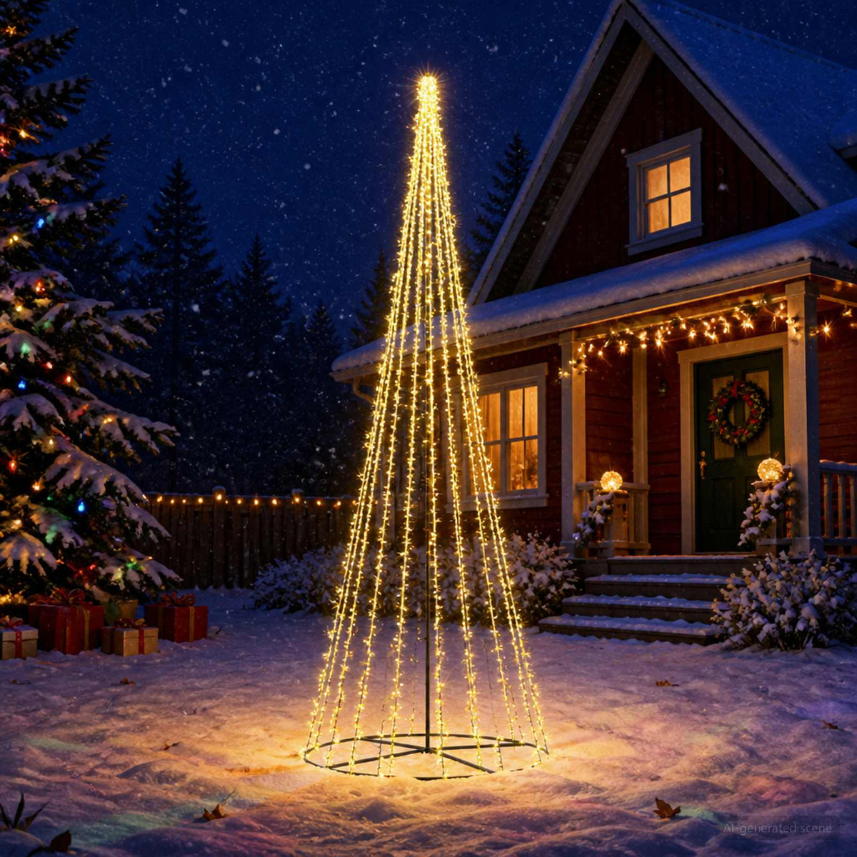 vidaXL Choinka świąteczna LED 485 cm 3000 LED Ciepła biel Stal Czarny