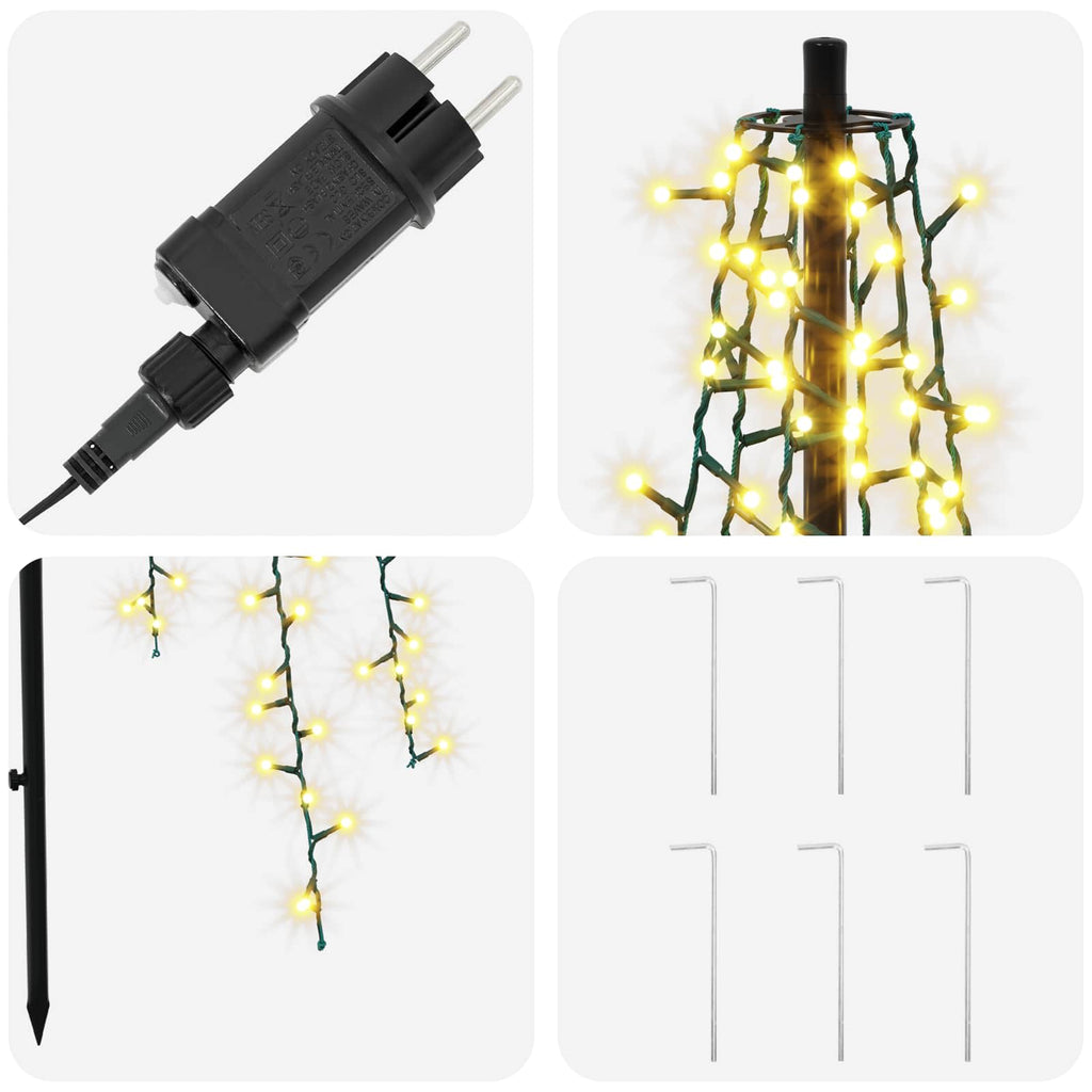 vidaXL Choinka świąteczna LED 165 cm 540 LED Ciepła biel Stal Czarny