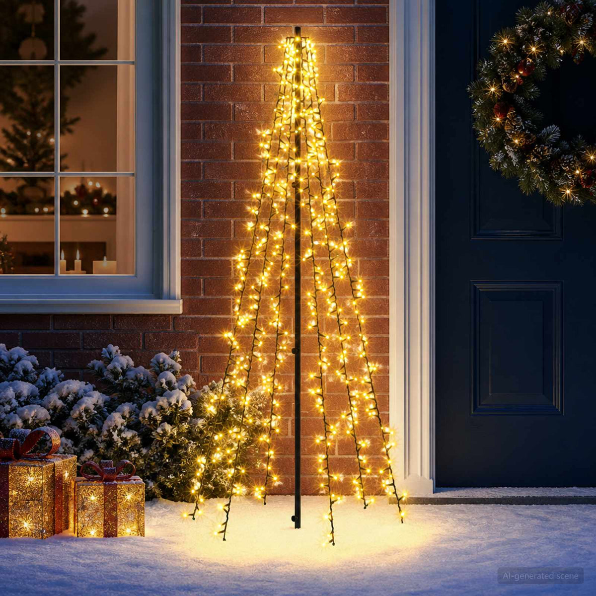 vidaXL Choinka świąteczna LED 165 cm 540 LED Ciepła biel Stal Czarny