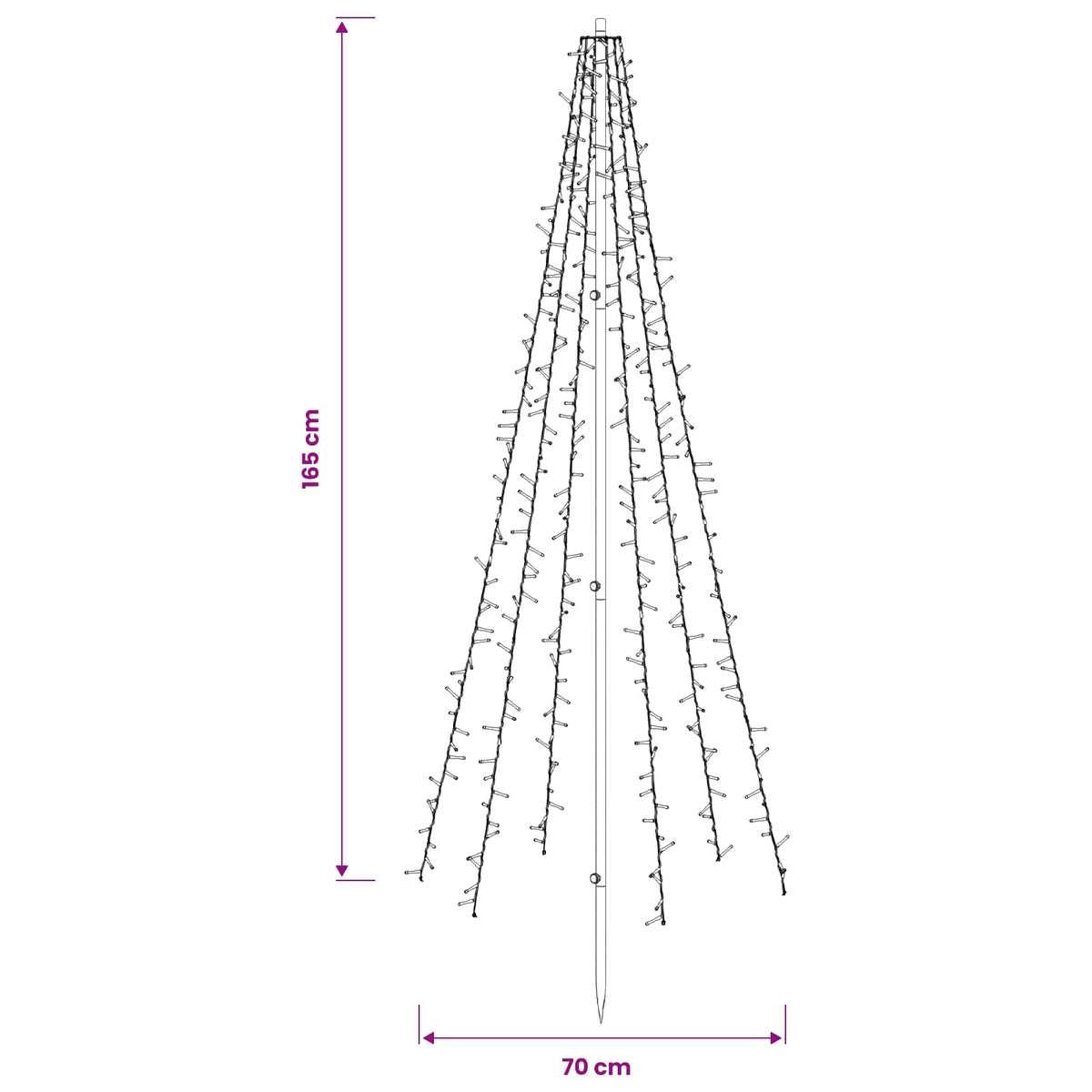 vidaXL Choinka świąteczna LED 165 cm 540 LED Ciepła biel Stal Czarny