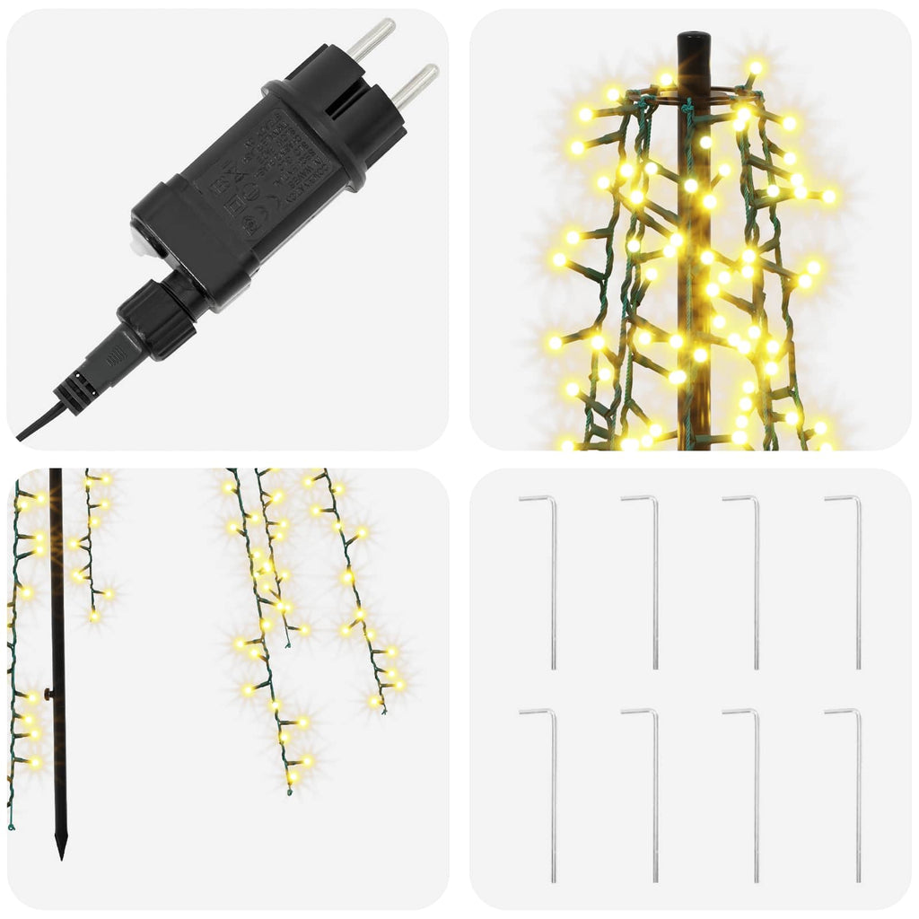 vidaXL Choinka świąteczna LED 235 cm 1000 LED Ciepła biel Stal Czarny