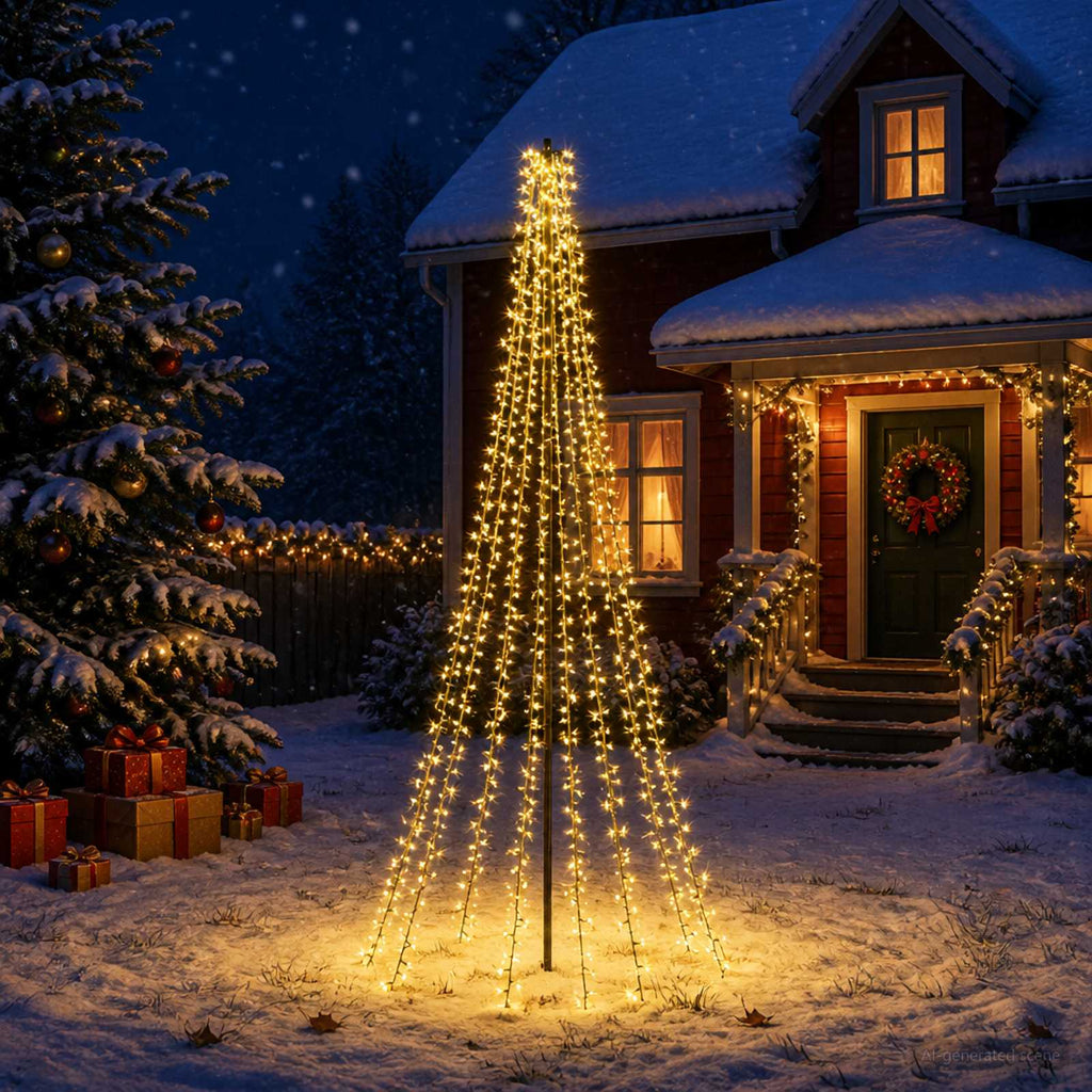 vidaXL Choinka świąteczna LED 235 cm 1000 LED Ciepła biel Stal Czarny
