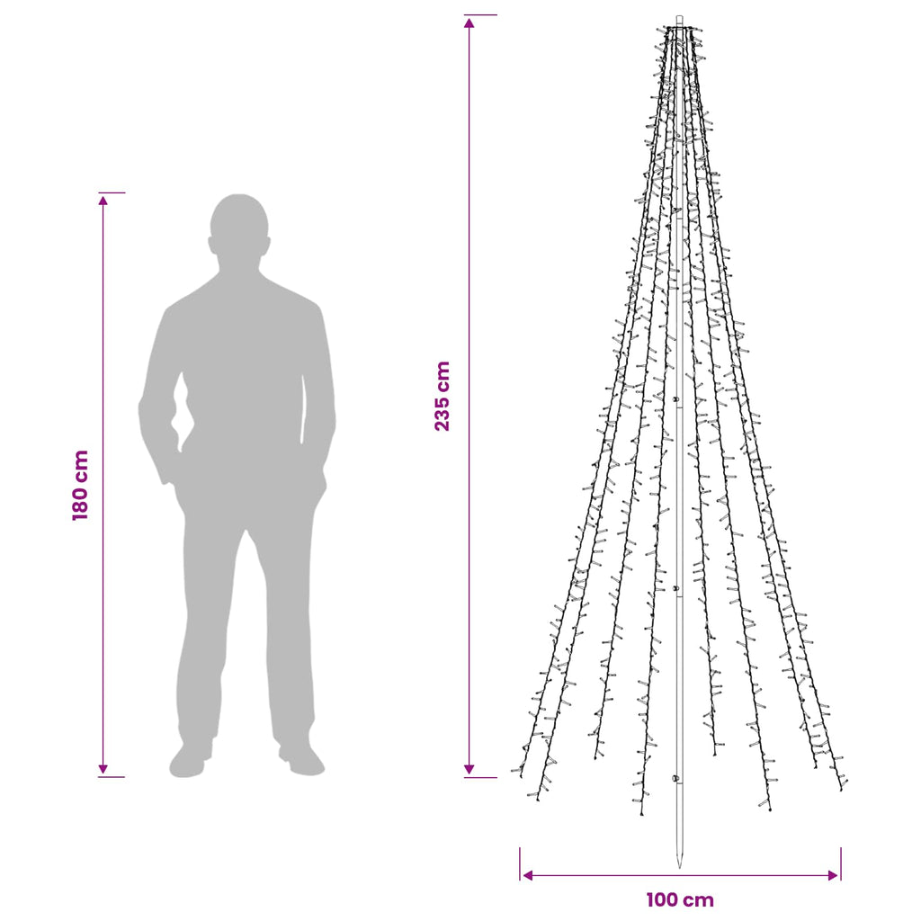 vidaXL Choinka świąteczna LED 235 cm 1000 LED Ciepła biel Stal Czarny