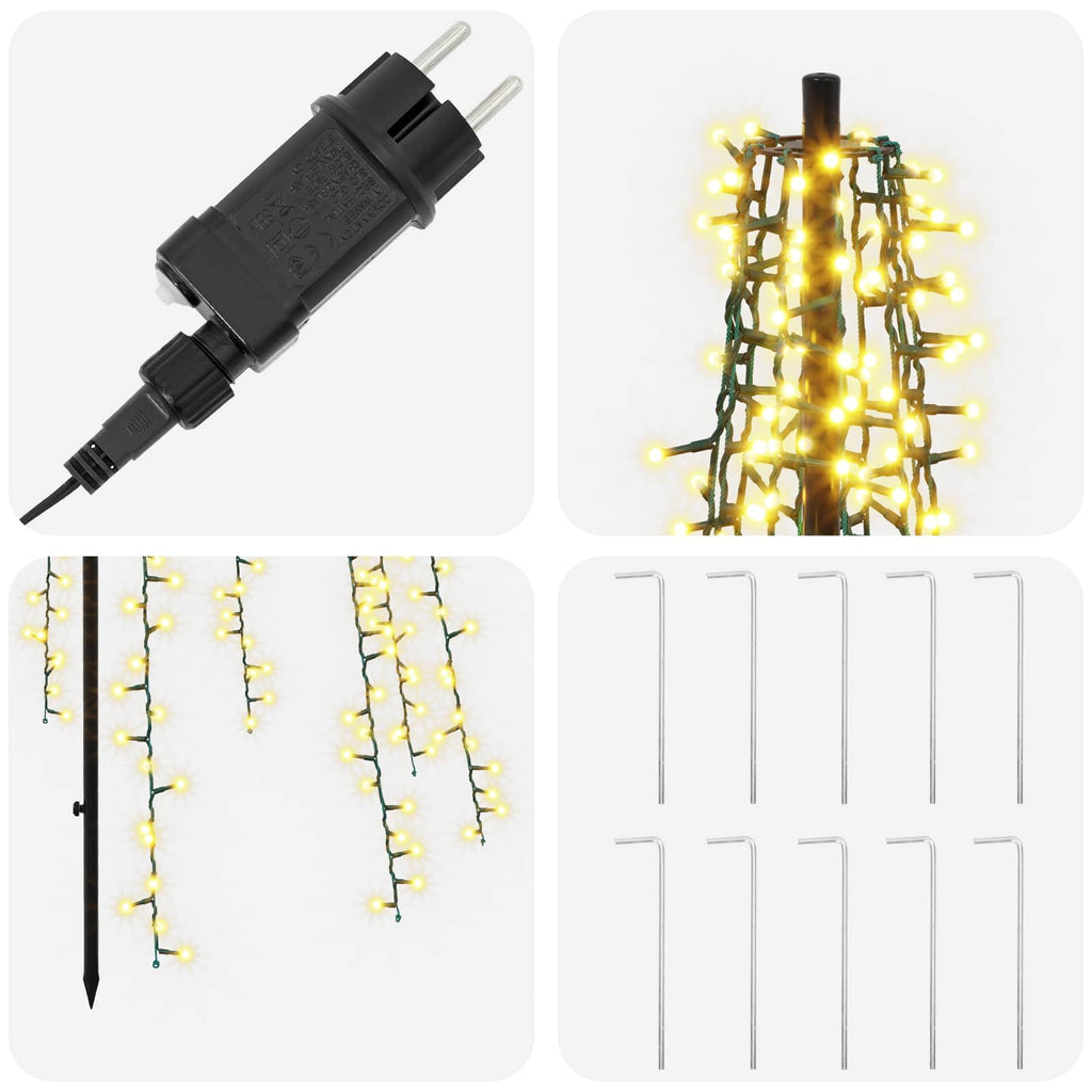 vidaXL Choinka świąteczna LED 285 cm 1550 LED Ciepła biel Stal Czarny