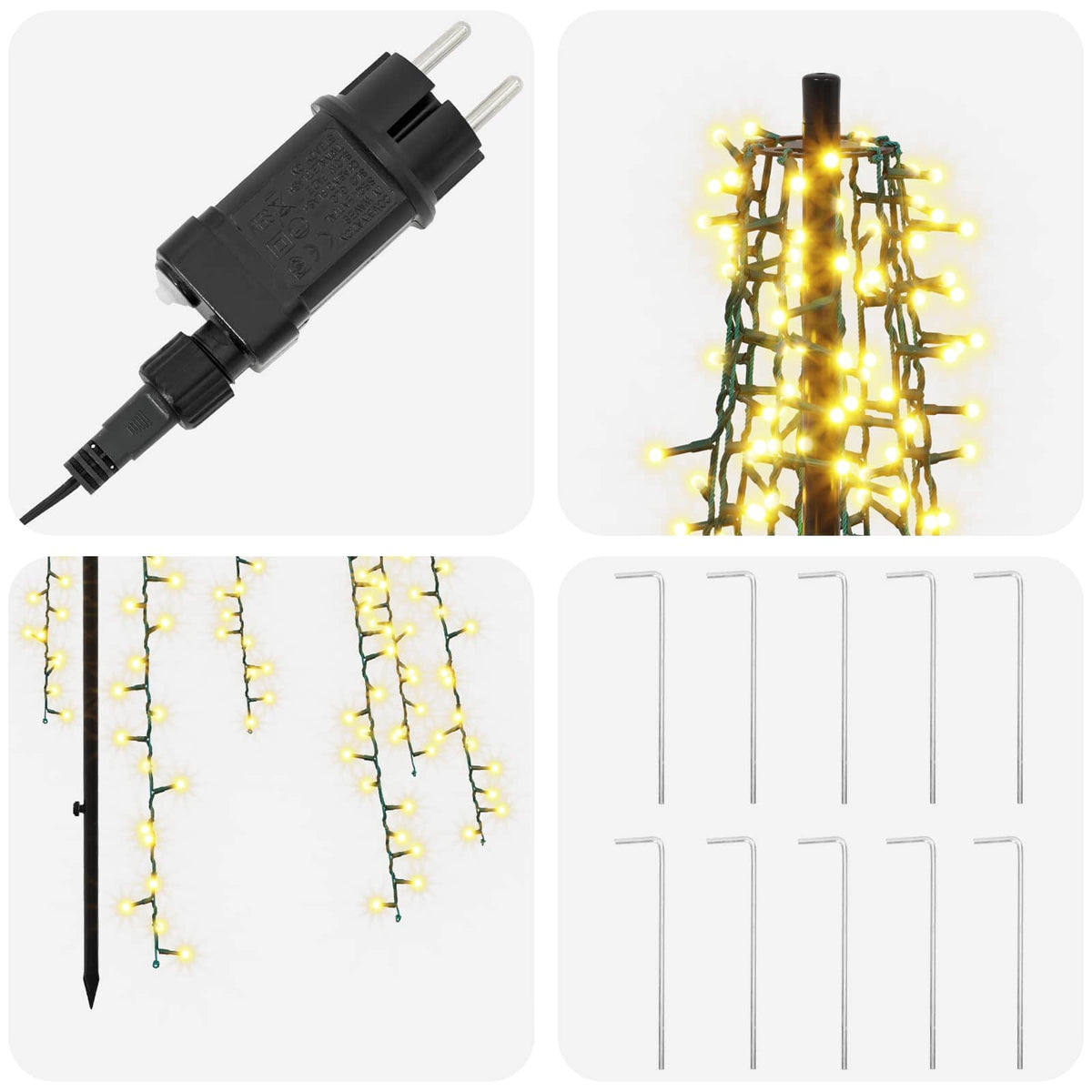 vidaXL Choinka świąteczna LED 285 cm 1550 LED Ciepła biel Stal Czarny