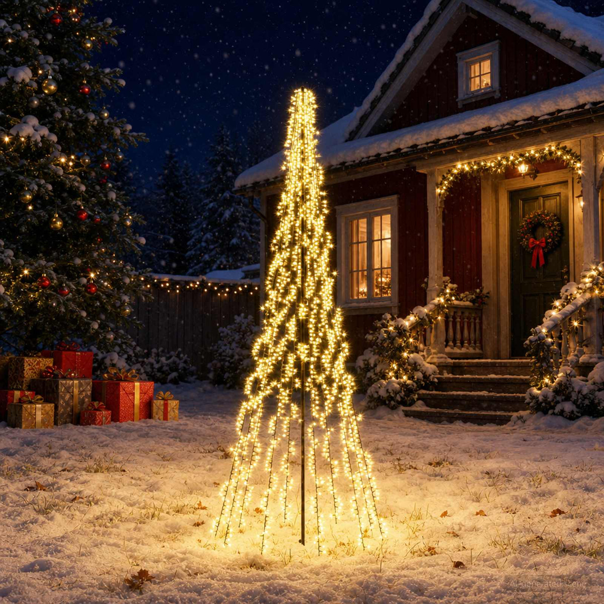 vidaXL Choinka świąteczna LED 285 cm 1550 LED Ciepła biel Stal Czarny
