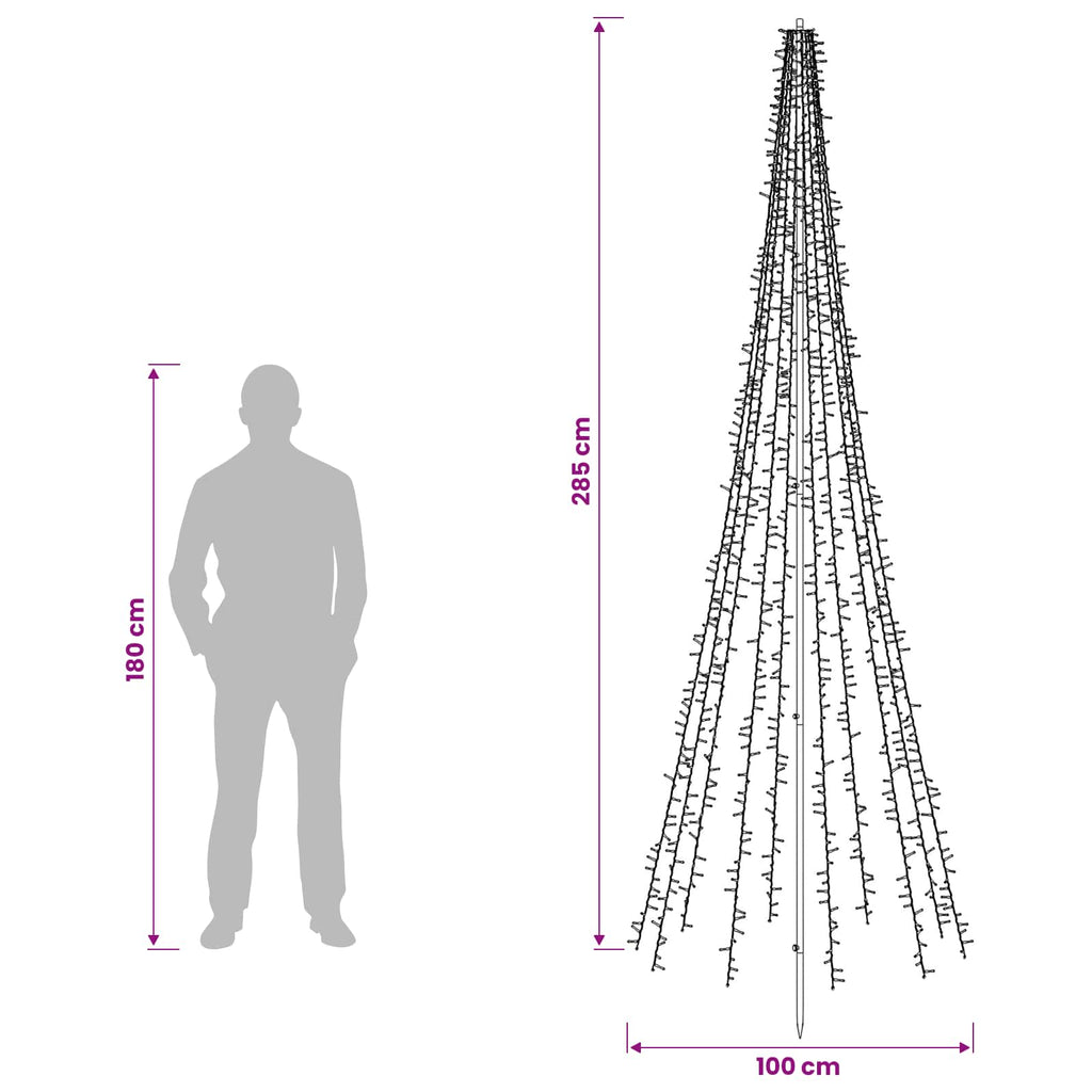 vidaXL Choinka świąteczna LED 285 cm 1550 LED Ciepła biel Stal Czarny