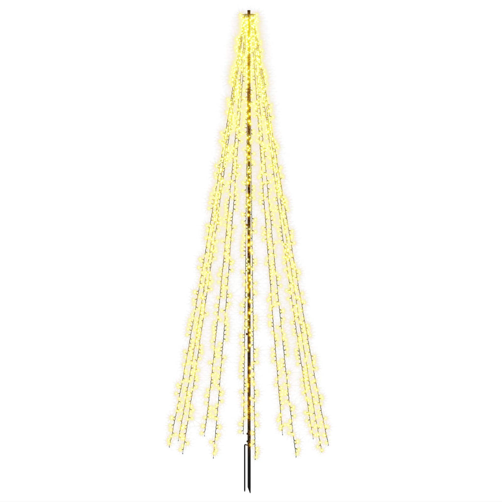 vidaXL Choinka świąteczna LED 385 cm 2460 LED Ciepła biel Stal Czarny