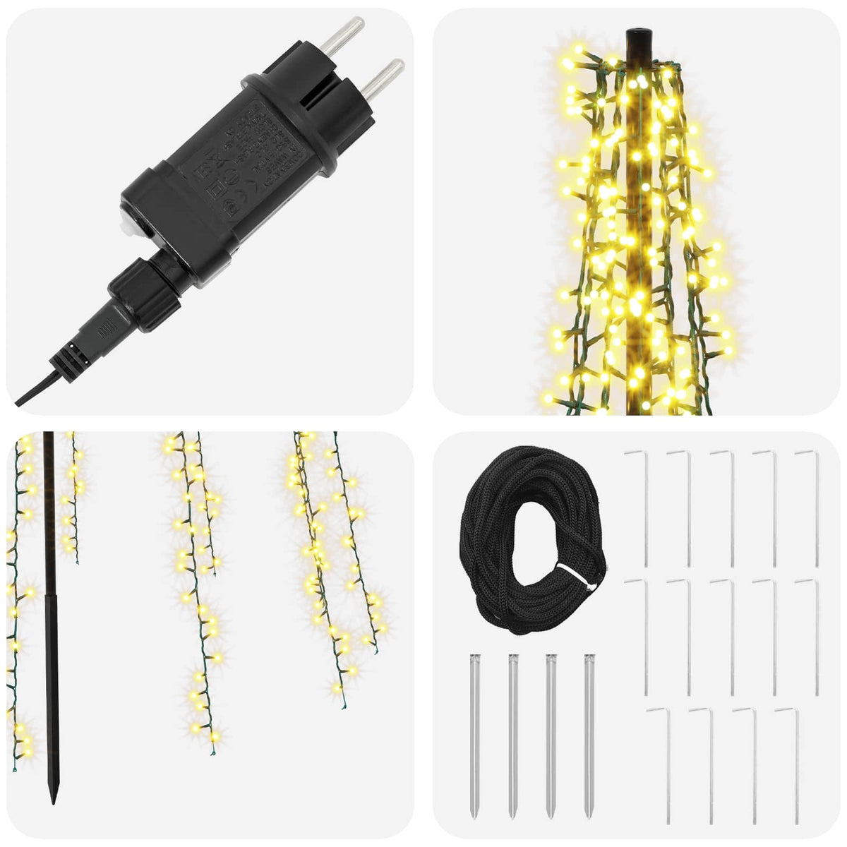 vidaXL Choinka świąteczna LED 485 cm 3000 LED Ciepła biel Stal Czarny