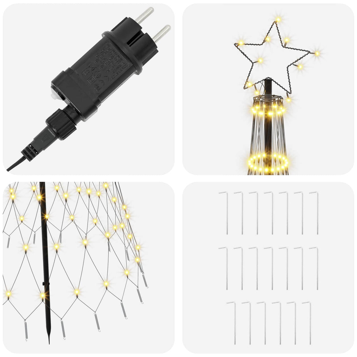 vidaXL Choinka świąteczna LED 180 cm 230 LED Ciepła biel Żelazo Czarny