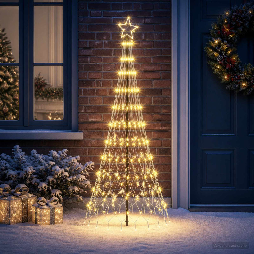 vidaXL Choinka świąteczna LED 180 cm 230 LED Ciepła biel Żelazo Czarny