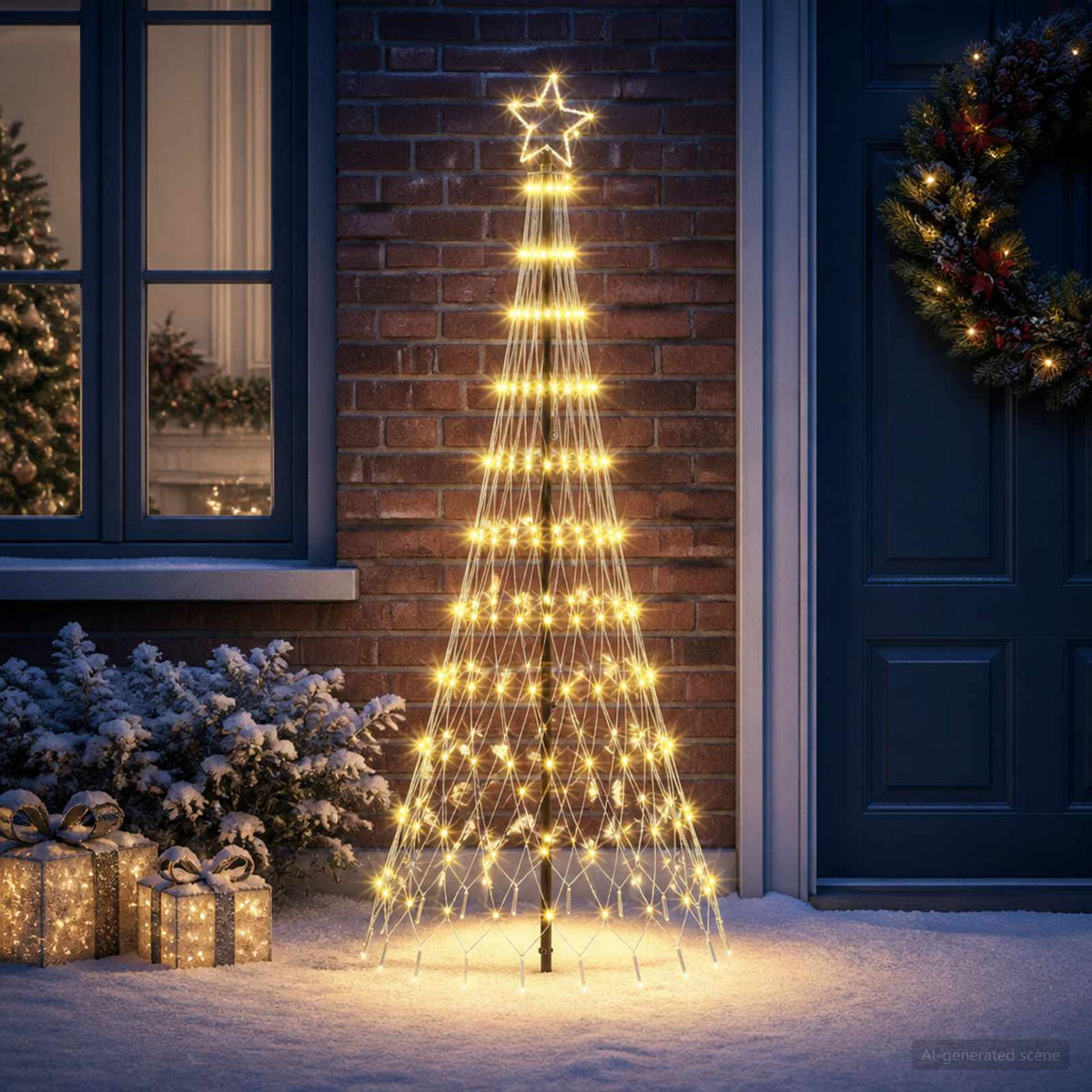 vidaXL Choinka świąteczna LED 180 cm 230 LED Ciepła biel Żelazo Czarny