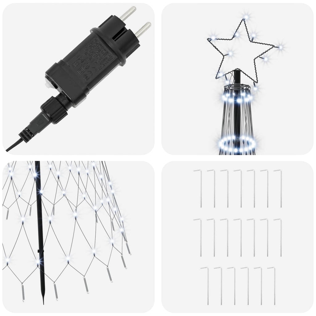 vidaXL Choinka świąteczna LED 180 cm 230 LED Zimna biel Żelazo Czarny