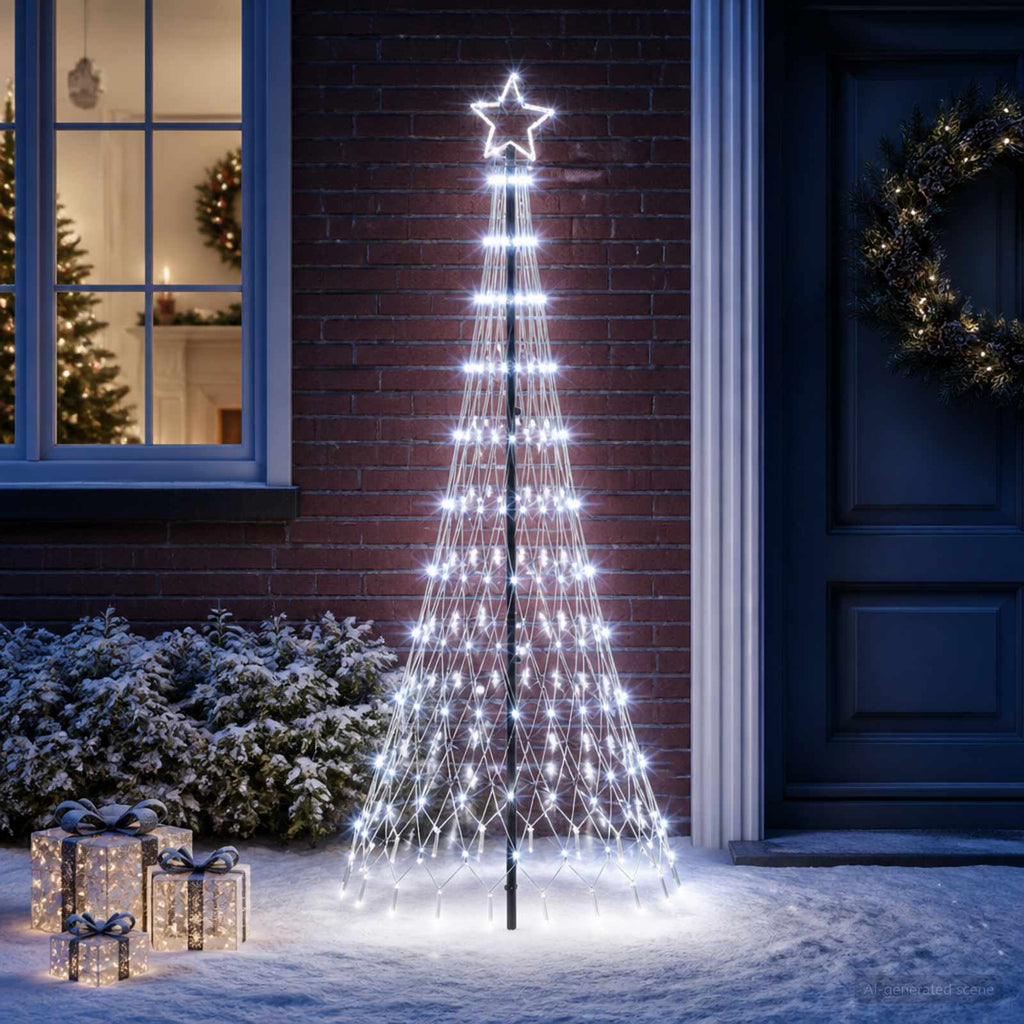 vidaXL Choinka świąteczna LED 180 cm 230 LED Zimna biel Żelazo Czarny
