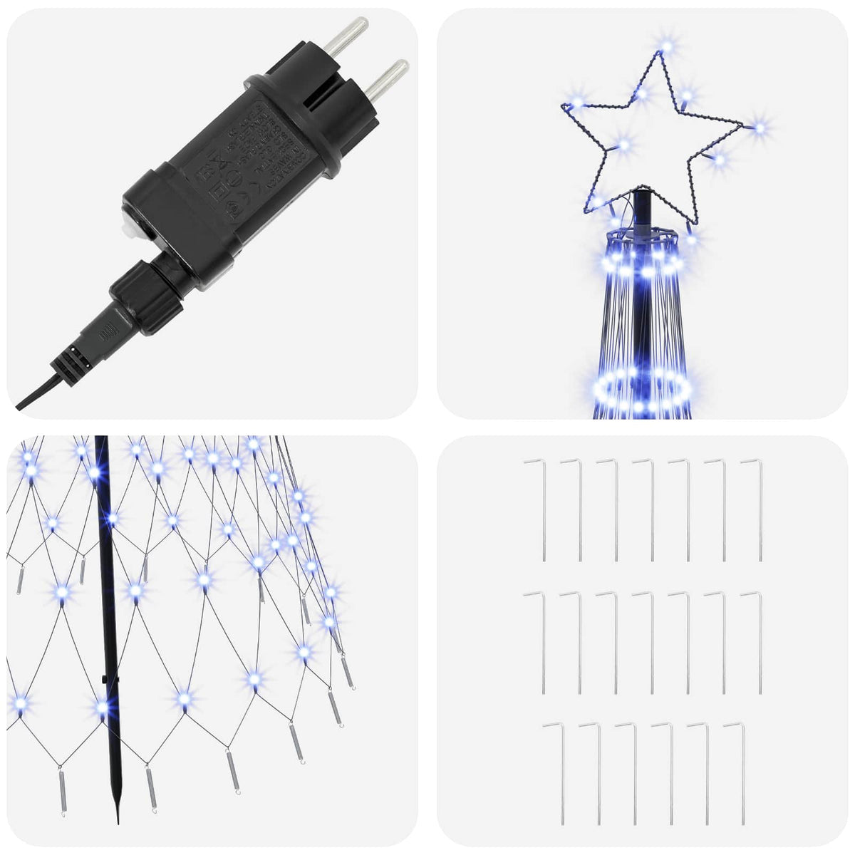 vidaXL Choinka świąteczna LED 180 cm 230 LED Niebieski Żelazo Czarny