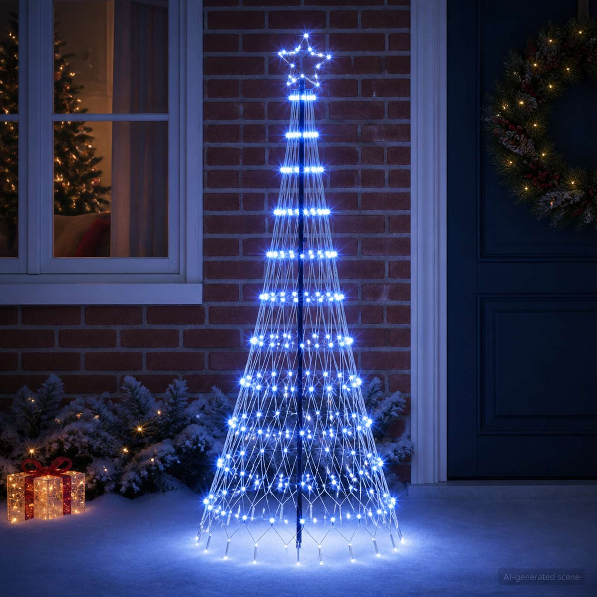 vidaXL Choinka świąteczna LED 180 cm 230 LED Niebieski Żelazo Czarny