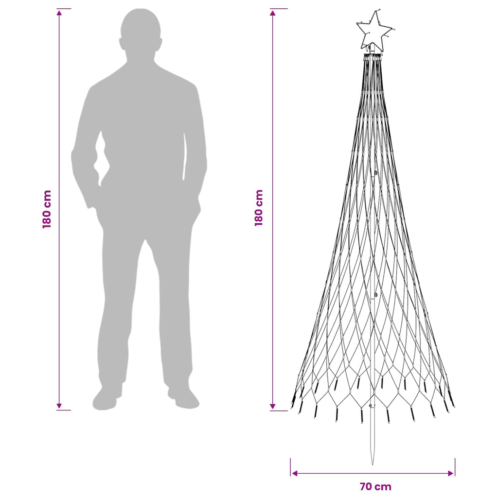 vidaXL Choinka świąteczna LED 180 cm 230 LED Wielokolorowy Żelazo