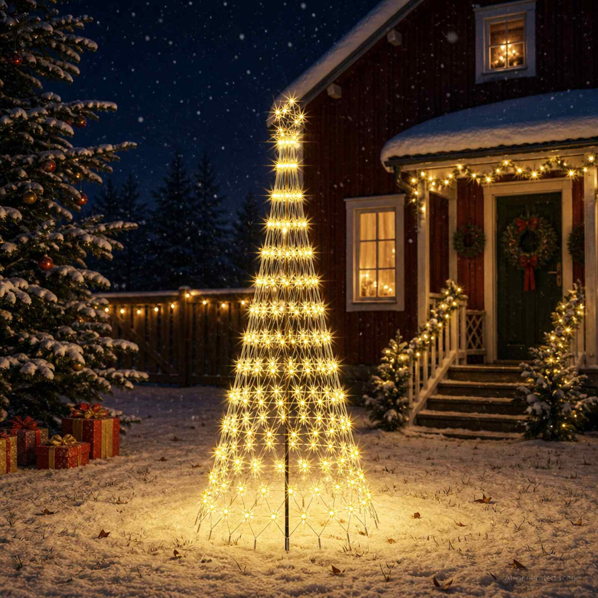 vidaXL Choinka świąteczna LED 250 cm 290 LED Ciepła biel Żelazo Czarny