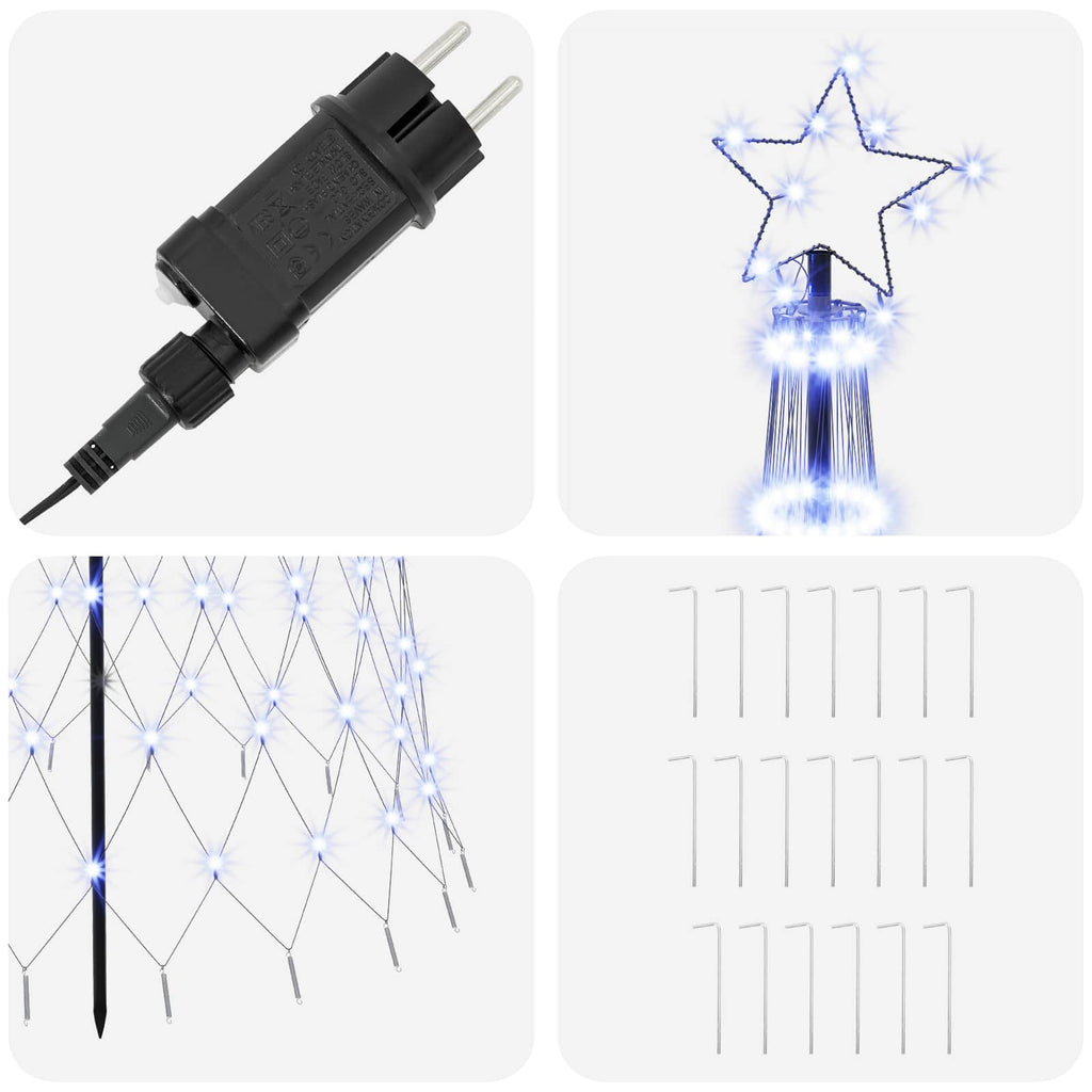 vidaXL Choinka świąteczna LED 250 cm 290 LED Niebieski Żelazo Czarny