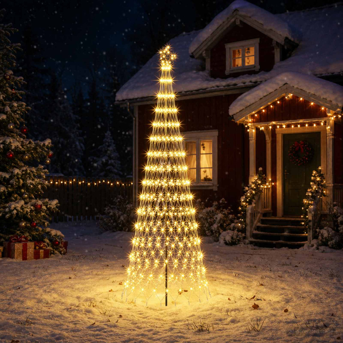 vidaXL Choinka świąteczna LED 300 cm 350 LED Ciepła biel Żelazo Czarny