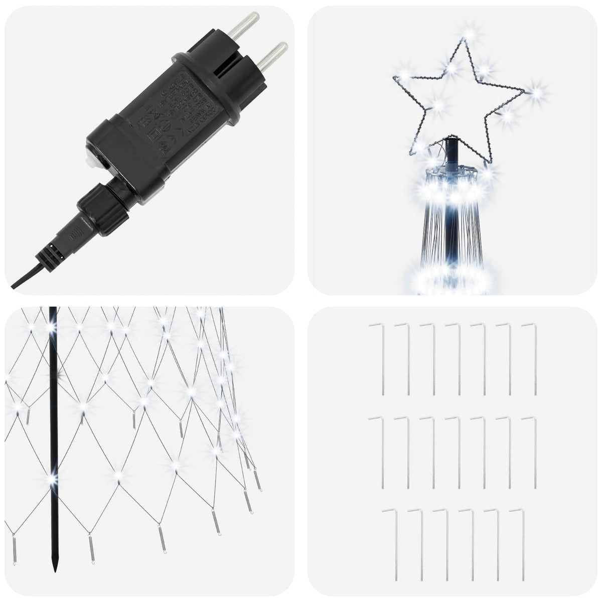 vidaXL Choinka świąteczna LED 300 cm 350 LED Zimna biel Żelazo Czarny
