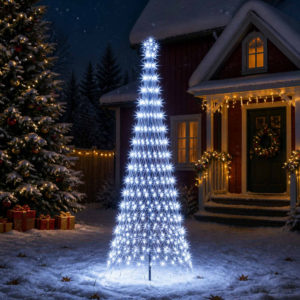 vidaXL Choinka świąteczna LED 300 cm 350 LED Zimna biel Żelazo Czarny