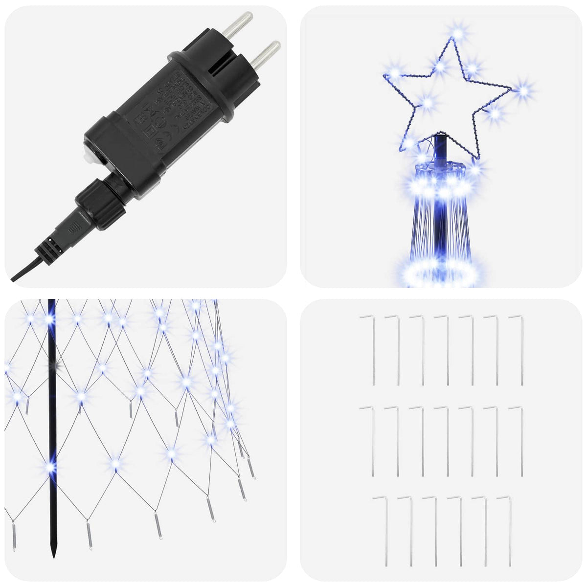 vidaXL Choinka świąteczna LED 300 cm 350 LED Niebieski Żelazo Czarny