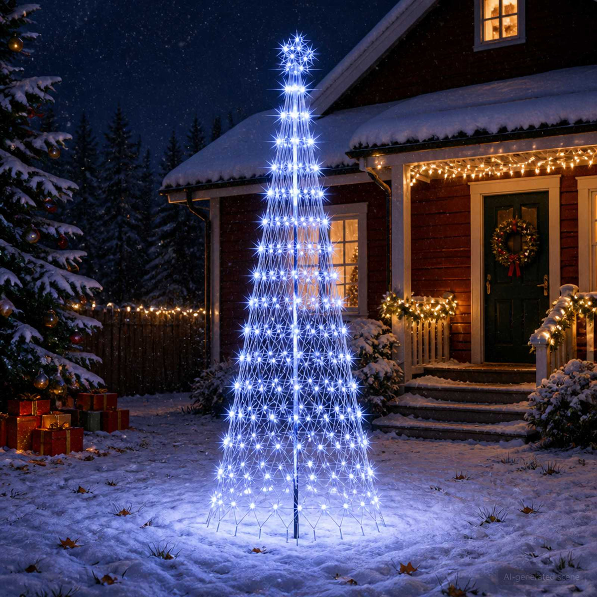 vidaXL Choinka świąteczna LED 300 cm 350 LED Niebieski Żelazo Czarny