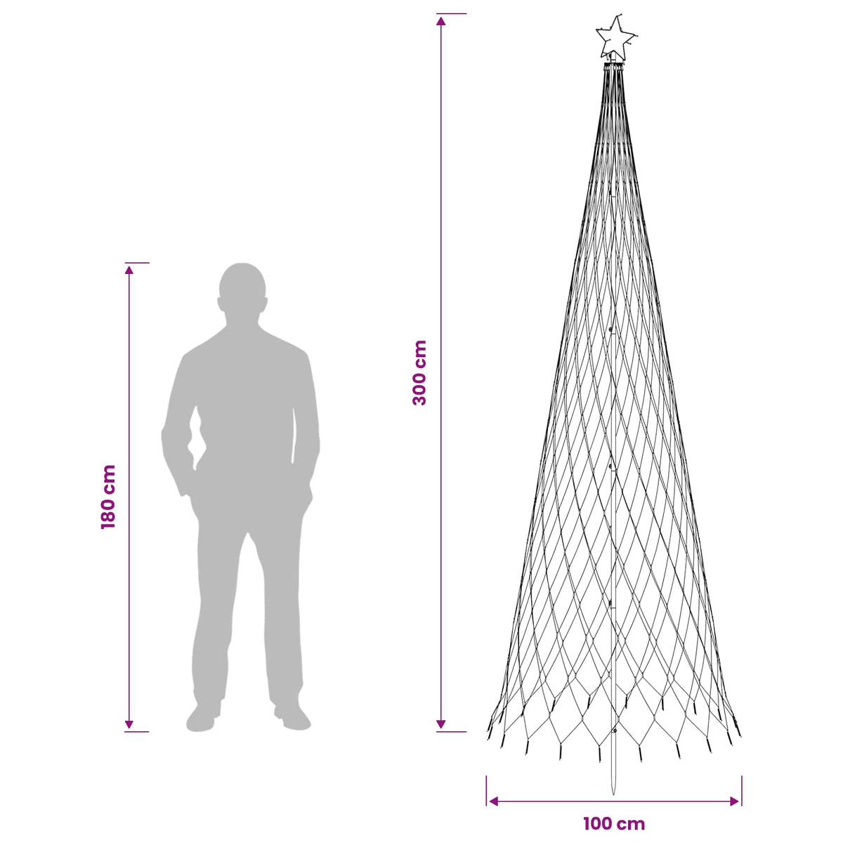 vidaXL Choinka świąteczna LED 300 cm 350 LED Wielokolorowy Żelazo