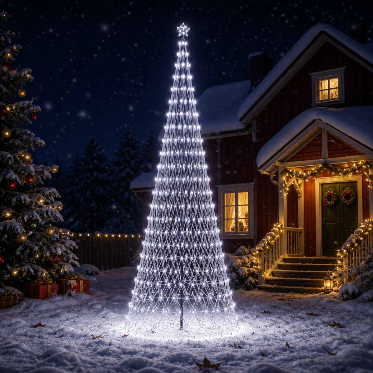 vidaXL Choinka świąteczna LED 400 cm 450 LED Zimna biel Żelazo Czarny