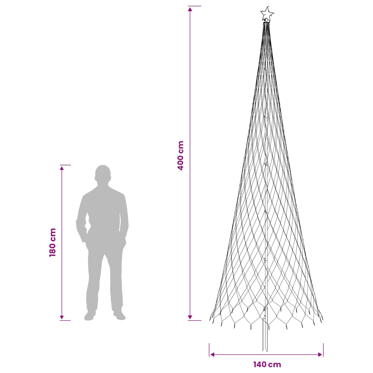 vidaXL Choinka świąteczna LED 400 cm 450 LED Zimna biel Żelazo Czarny