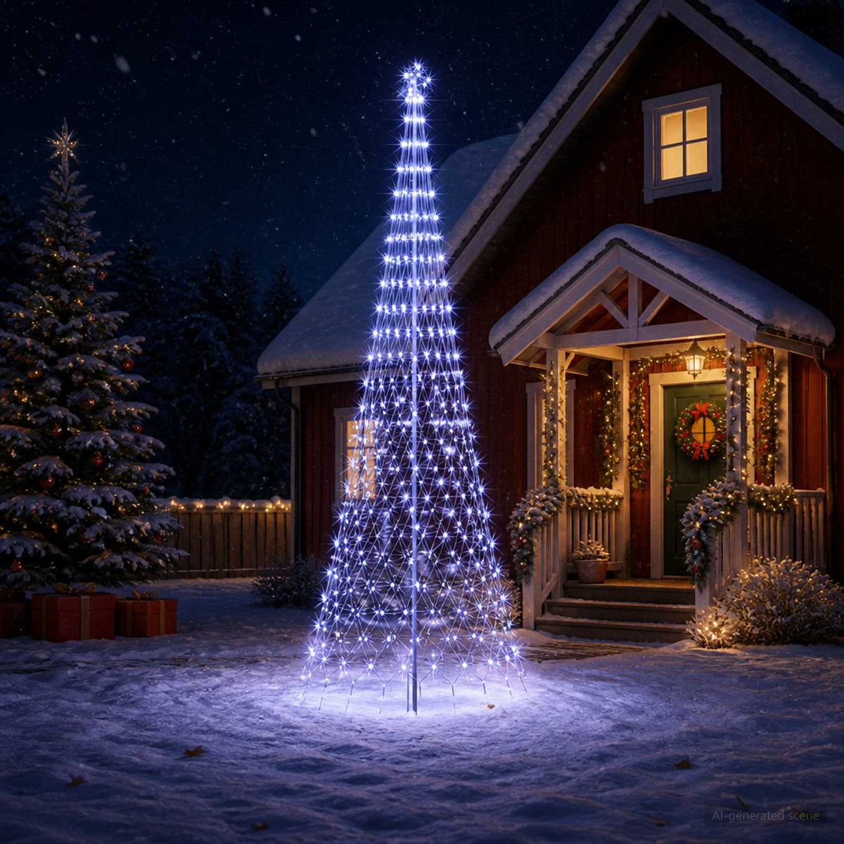 vidaXL Choinka świąteczna LED 400 cm 450 LED Niebieski Żelazo Czarny