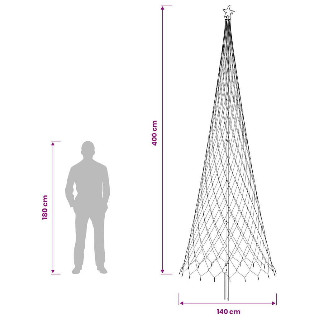 vidaXL Choinka świąteczna LED 400 cm 450 LED Niebieski Żelazo Czarny