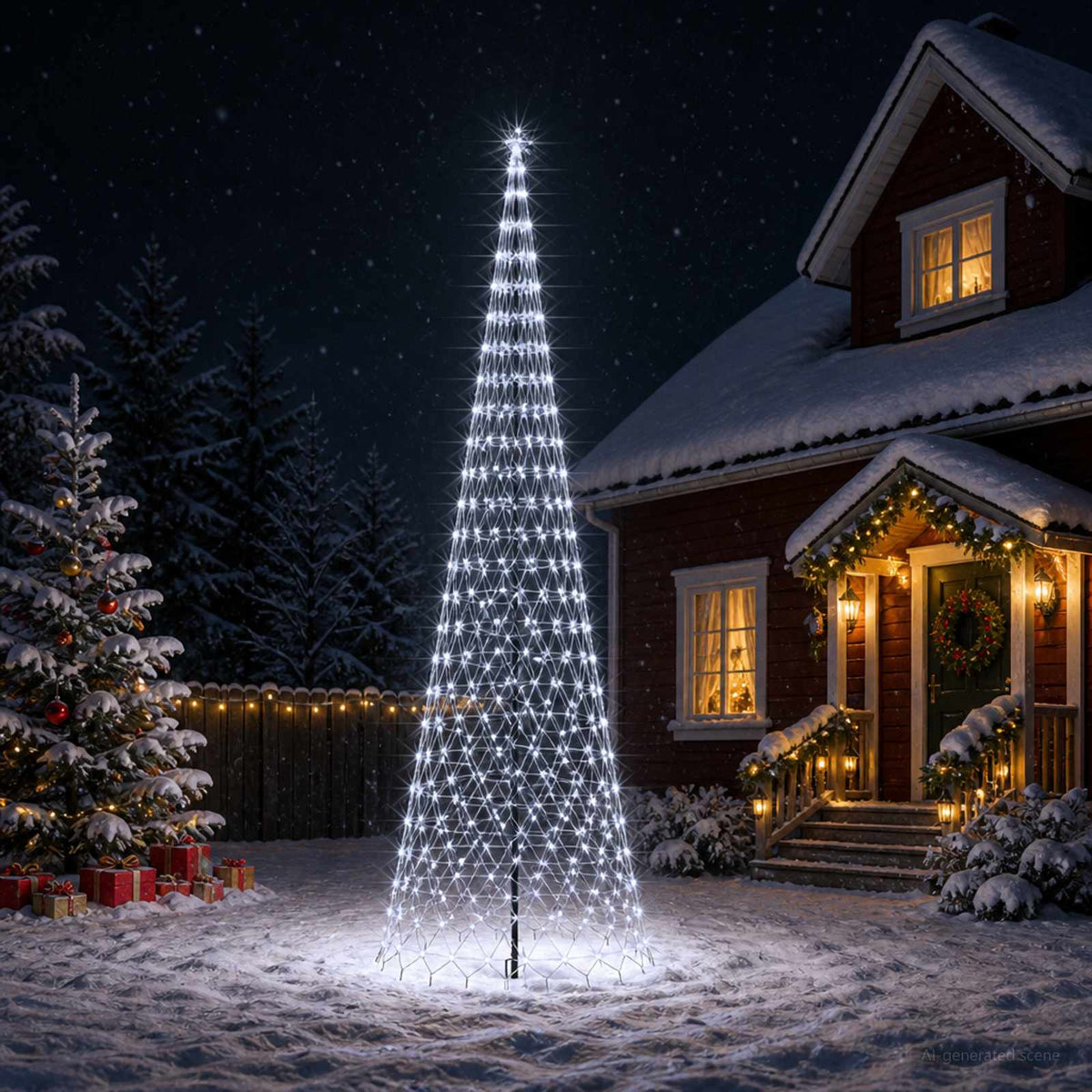 vidaXL Choinka świąteczna LED 500 cm 550 LED Zimna biel Żelazo Czarny