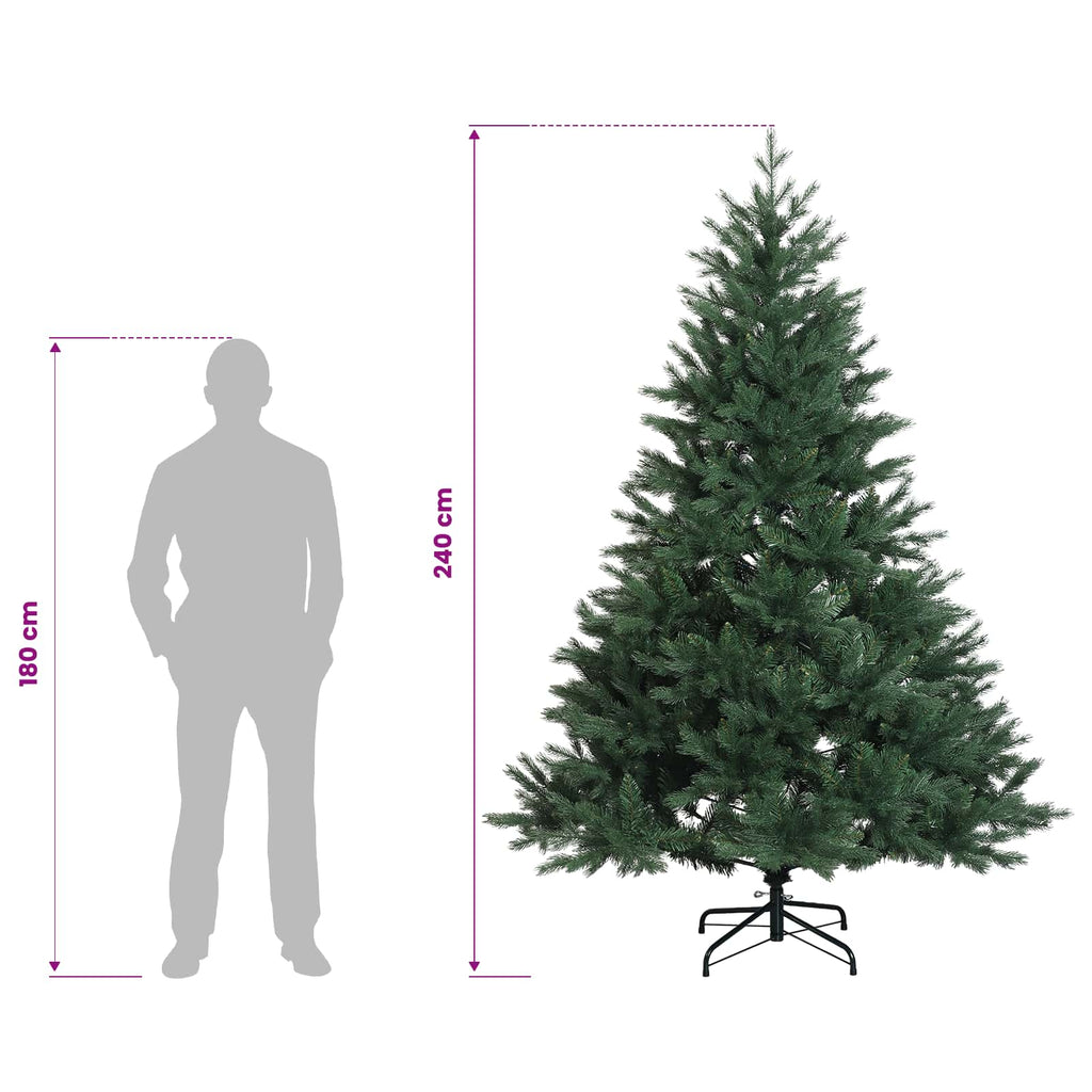 vidaXL Sztuczna choinka z zawiasami 240 cm PVC i Metal zielony