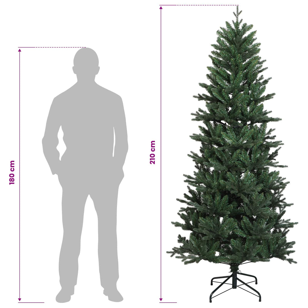 vidaXL Sztuczna choinka z zawiasami 210 cm PVC i PE zielony