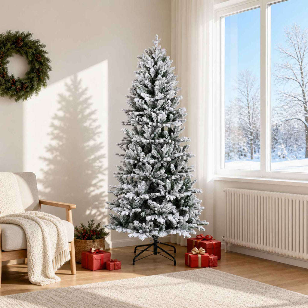 vidaXL Sztuczna choinka z zawiasami 180 cm PVC i PE Zielony i Biały