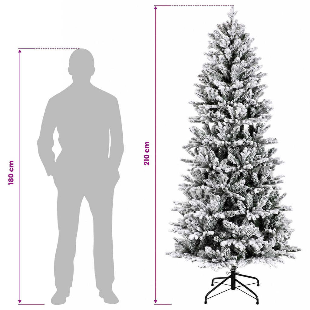 vidaXL Sztuczna choinka z zawiasami 210 cm PVC i PE Zielony i Biały