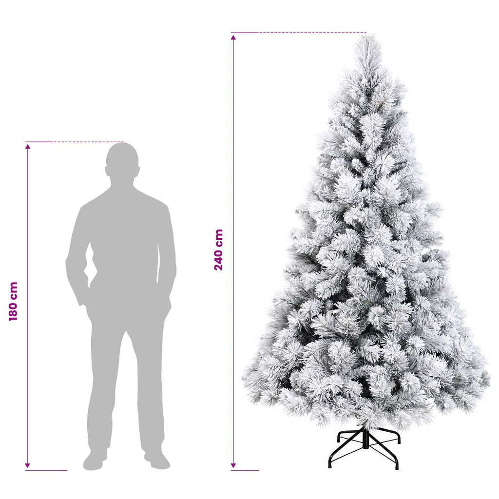 vidaXL Sztuczna choinka z zawiasami 240 cm PVC i Metal Zielony i Biały