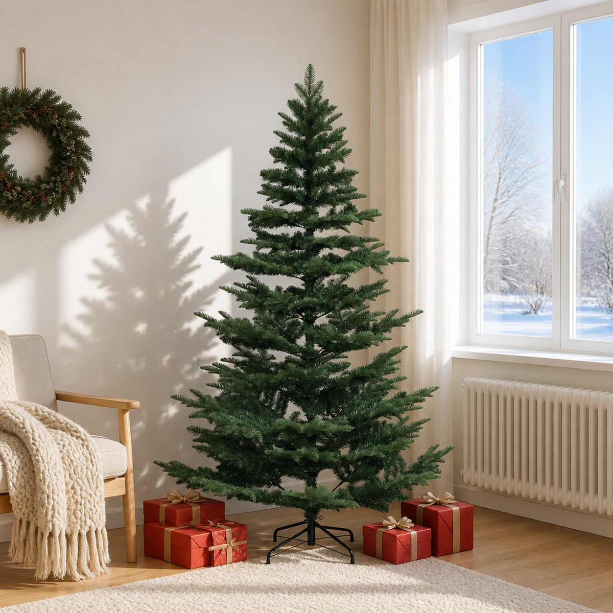 vidaXL Sztuczna choinka z zawiasami 180 cm PE i PVC zielony