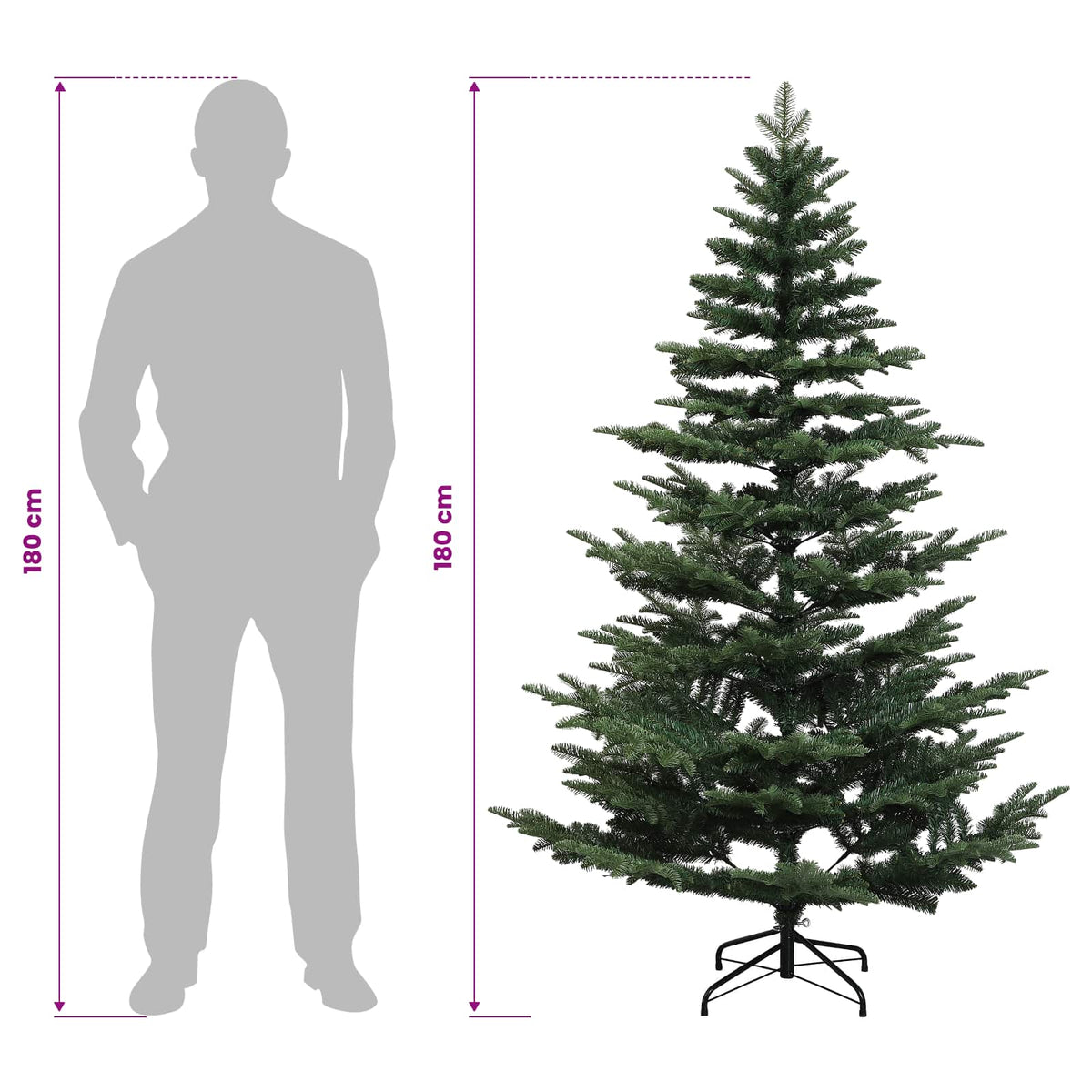 vidaXL Sztuczna choinka z zawiasami 180 cm PE i PVC zielony