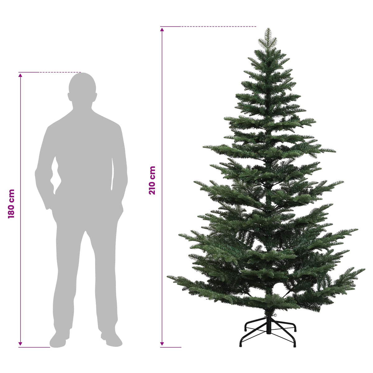 vidaXL Sztuczna choinka z zawiasami 210 cm PE i PVC zielony
