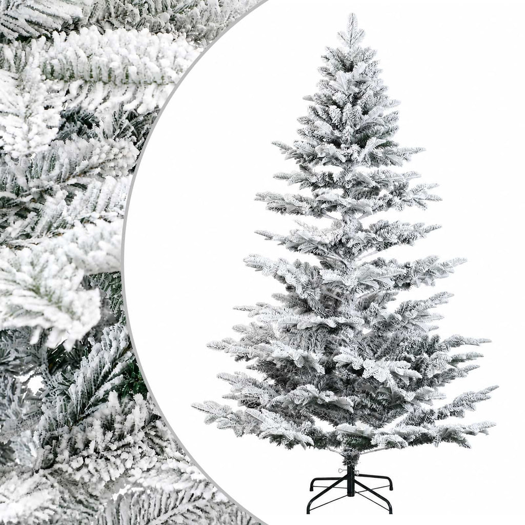 vidaXL Sztuczna choinka z zawiasami 150 cm PE i PVC Zielono-biały